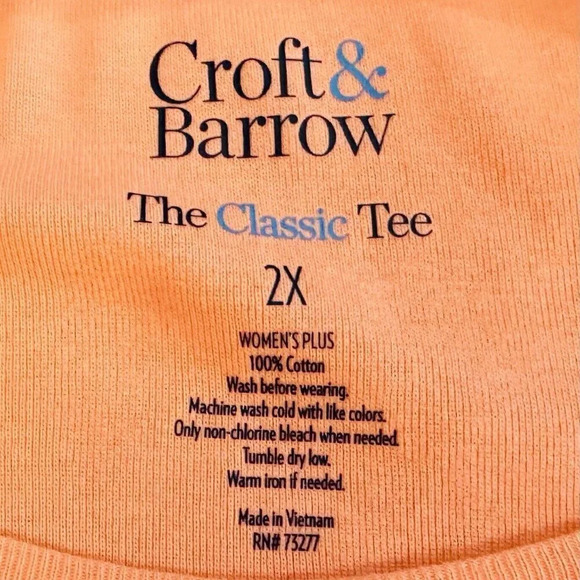NWT CROFT & BARROW Women Long Sleeve Pullover Cotton The Classic Tee Shirt Sz 2X - Picture 12 of 12